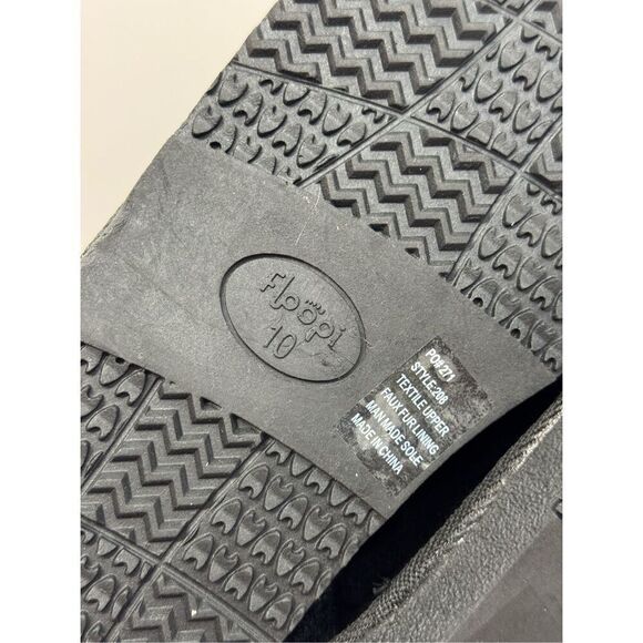 Floopi Mid Calf Winter Boots Size 10 Black Suede Fur Lined Pull On Style NEW - Picture 8 of 9